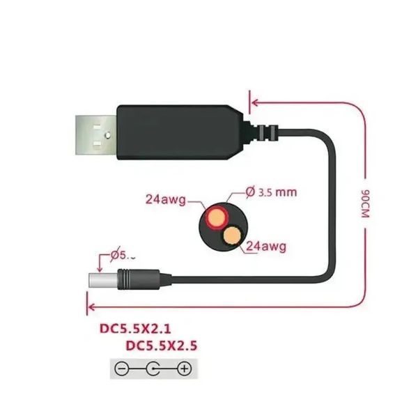 USB кабель питания для модема и роутера 12В от PowerBank (USB to DC 12v) 6578423397 фото
